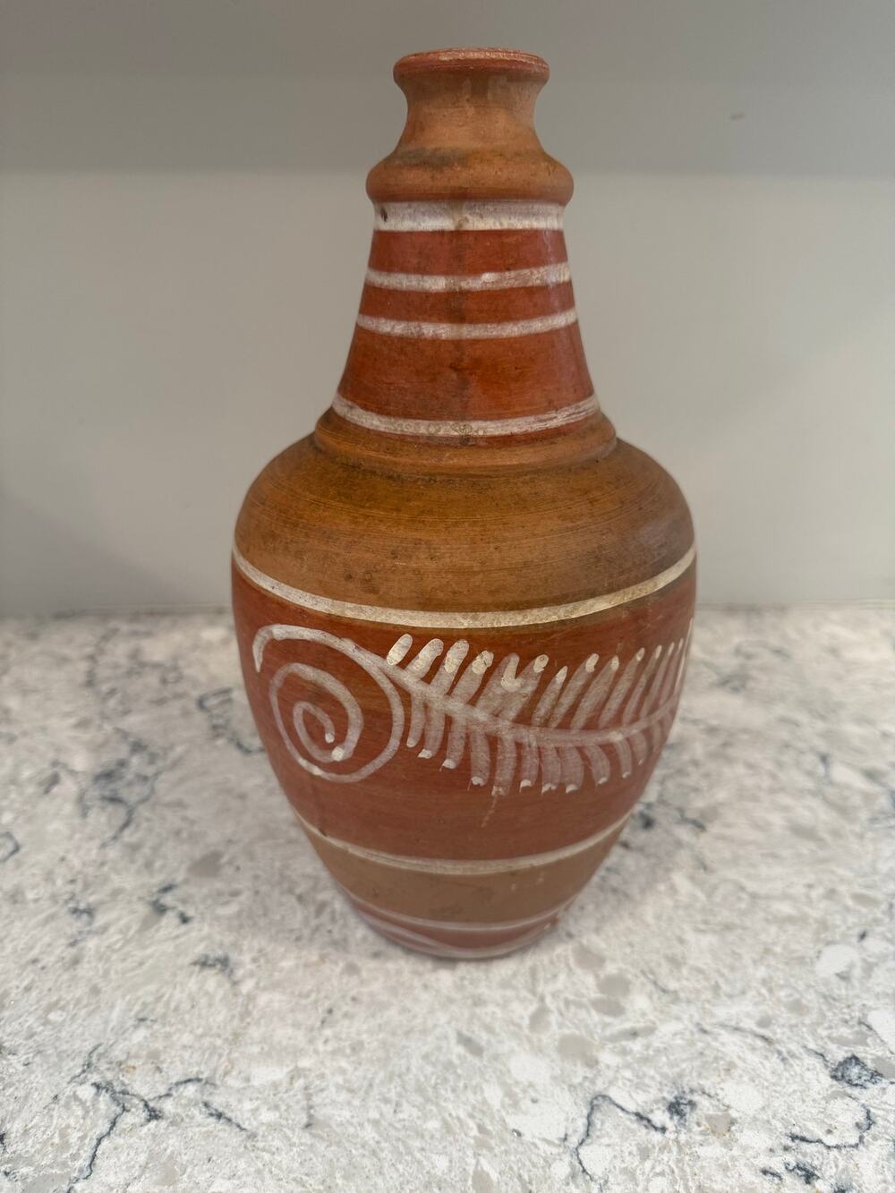 Vintage Mexican Clay Water Jug with a Rounded Body Narrow Neck